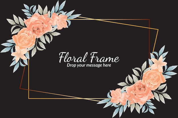 Vecteur beau fond de cadre floral aquarelle dessiné à la main avec exemple de modèle de texte vecteur gratuit