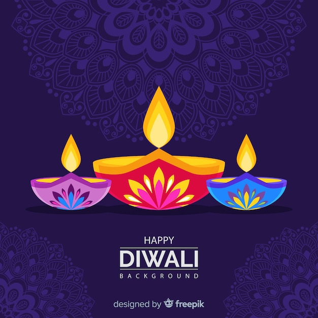 Beau Fond De Diwali Avec Un Design Plat