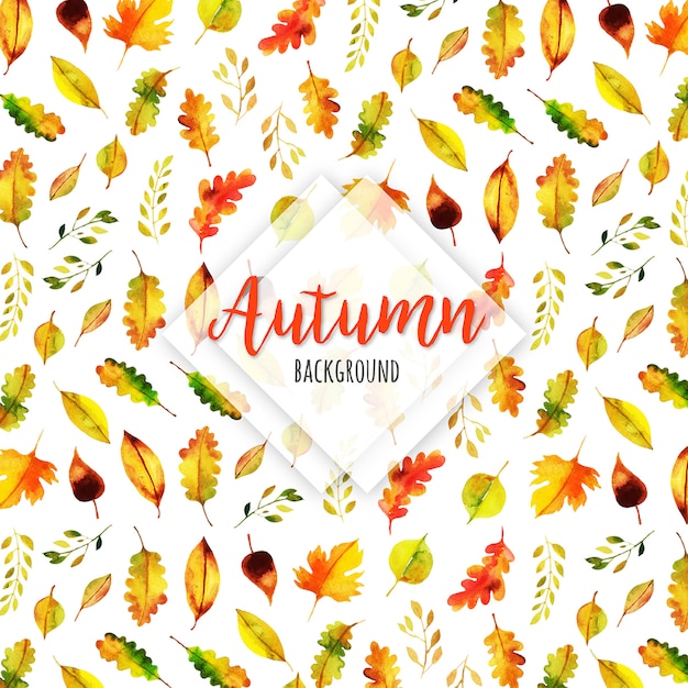 Beau fond de feuilles d&#39;automne aquarelle