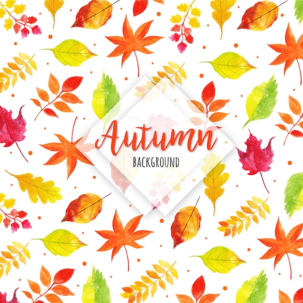 Beau fond de feuilles d&#39;automne aquarelle