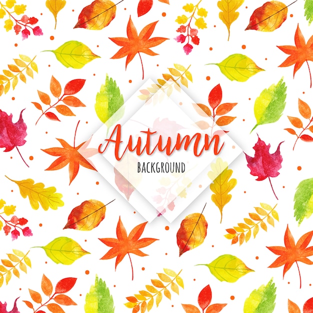 Beau Fond De Feuilles D'automne Aquarelle