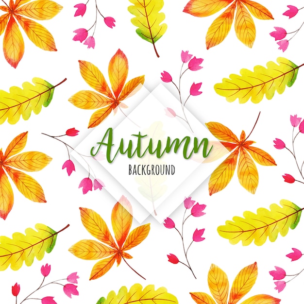 Beau fond de feuilles d&#39;automne aquarelle