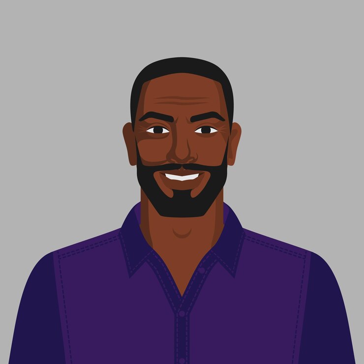 Vecteur un beau homme noir souriant avec une barbe