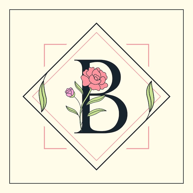 Vecteur beau logo d'ornements de lettre florale b