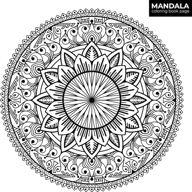 Vecteur beau mandala. noir et blanc.