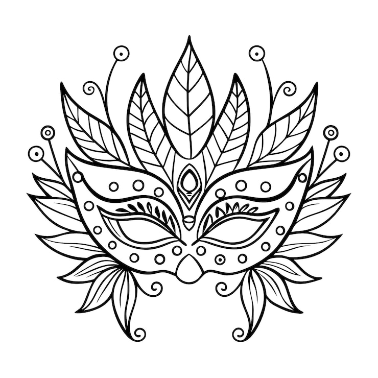 Vecteur beau masque dessiné à la main dessin d'illustration pour livre de coloriage pour adultes