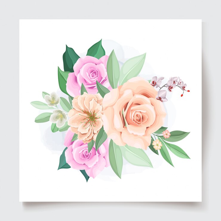 Beau modèle de carte d'invitation florale