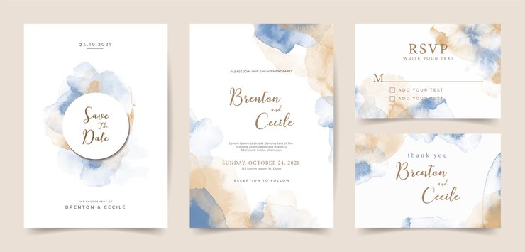Beau modèle de carte d'invitation de mariage aquarelle