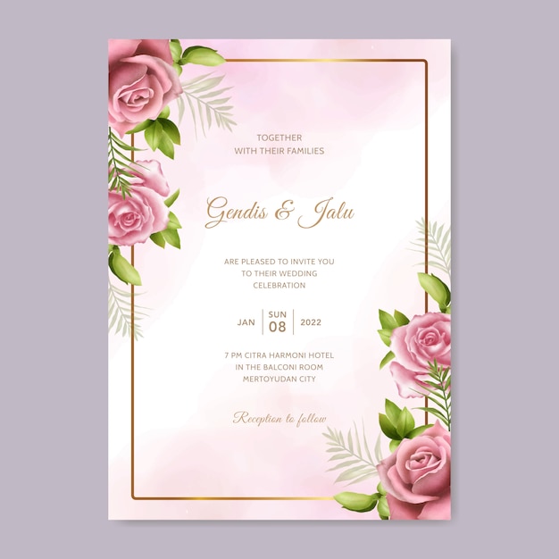 Beau Modèle De Carte D'invitation De Mariage Avec Cadre Floral