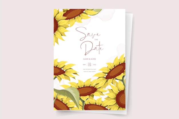 Beau Modèle De Carte D'invitation De Mariage De Tournesol