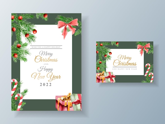 beau modèle de carte avec ornement floral et de noël