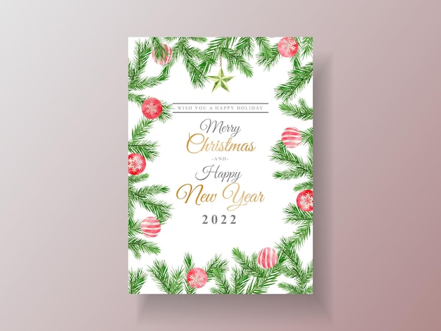 Beau Modèle De Carte Avec Ornement Floral Et De Noël