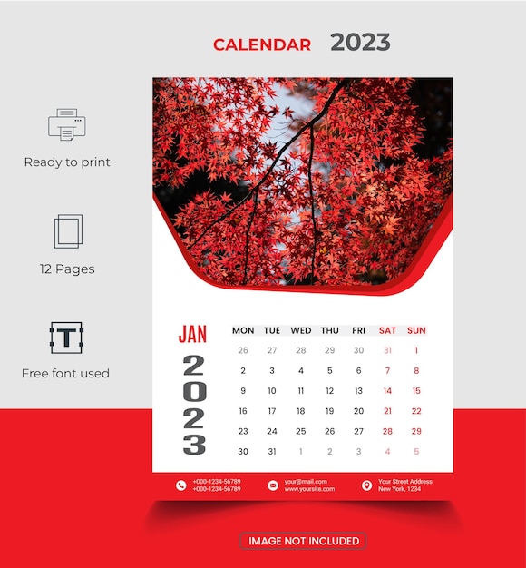 Vecteur beau modèle de conception de calendrier 2023