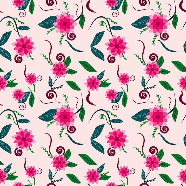 Vecteur beau modèle de conception textile floral sans couture fleur rose fleur illustration vectorielle