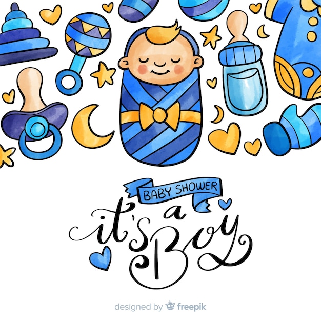 Beau modèle de douche de bébé aquarelle