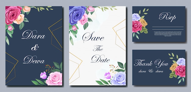 Beau Modèle D'invitation De Mariage Avec Des Fleurs