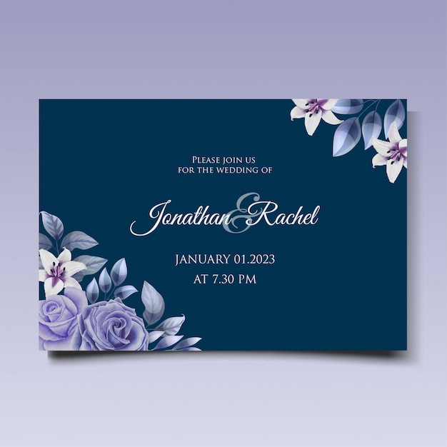 Beau Modèle D'invitation De Mariage Floral Et Feuilles