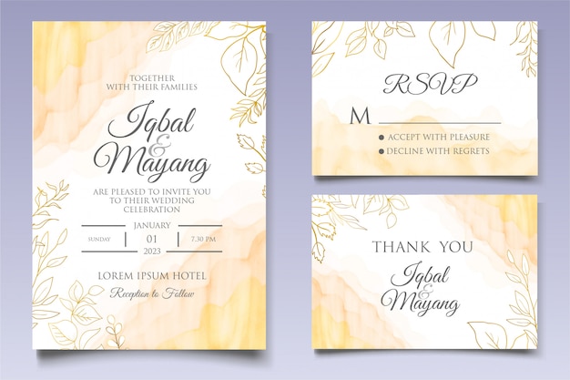 Beau modèle d'invitation de mariage floral avec style dessiné à la main