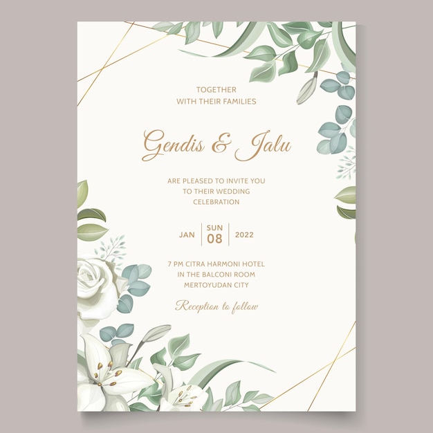 Beau Modèle D'invitation De Mariage Avec Des Lys Blancs