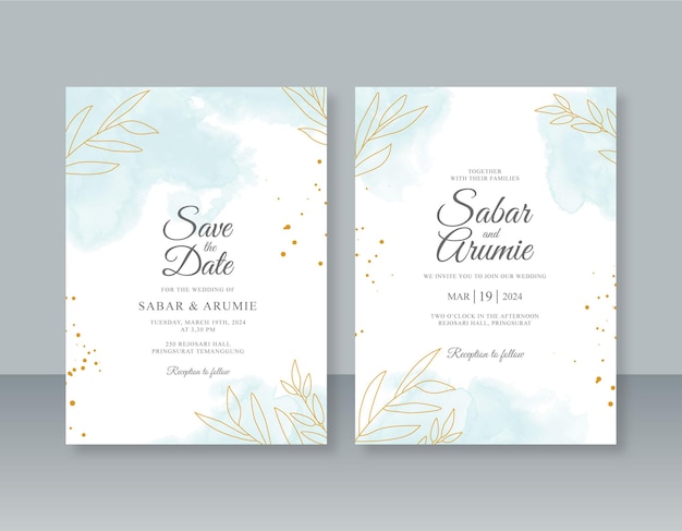 Beau modèle d'invitation de mariage avec splash aquarelle