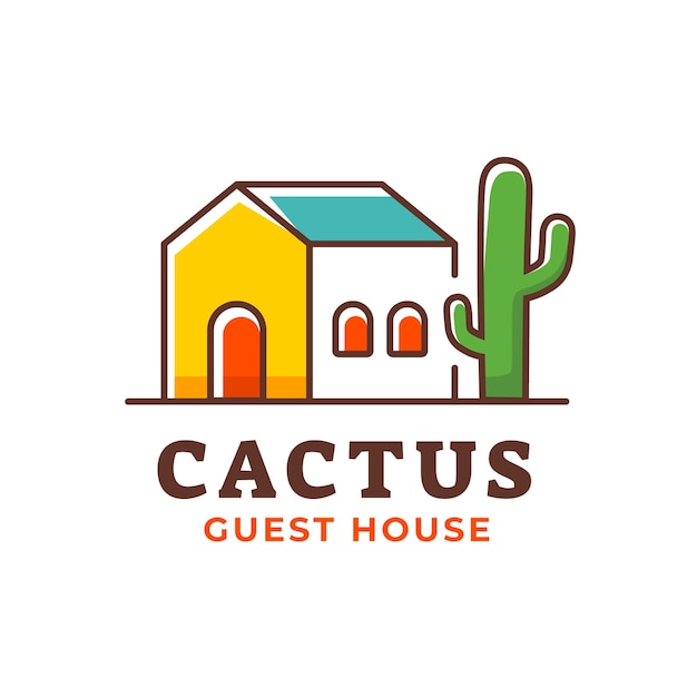 Beau modèle de logo de cactus