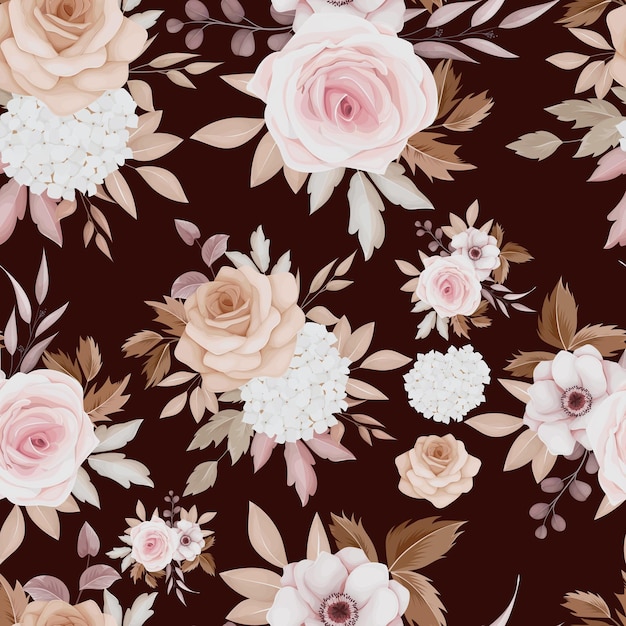 beau modèle sans couture floral marron