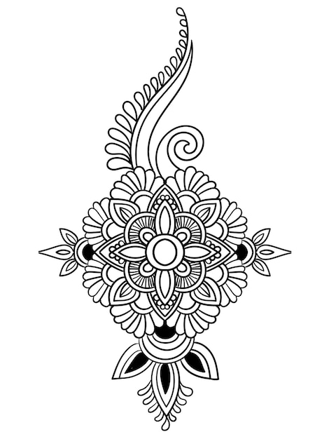 Vecteur beau motif de mandala noir et blanc