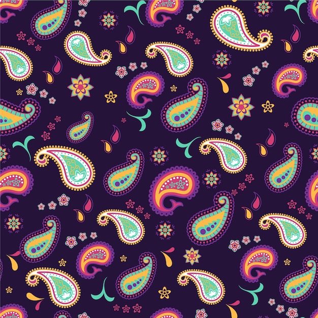 Beau Motif Paisley Avec Des éléments Colorés