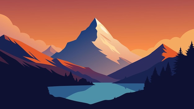 Beau panorama du lac Bachalp en soirée Bachalpsee Suisse Un incroyable coucher de soleil d'automne dans les Alpes suisses Grindelwald Oberland bernois Europe illustration vectorielle plate arrière-plan de la nature