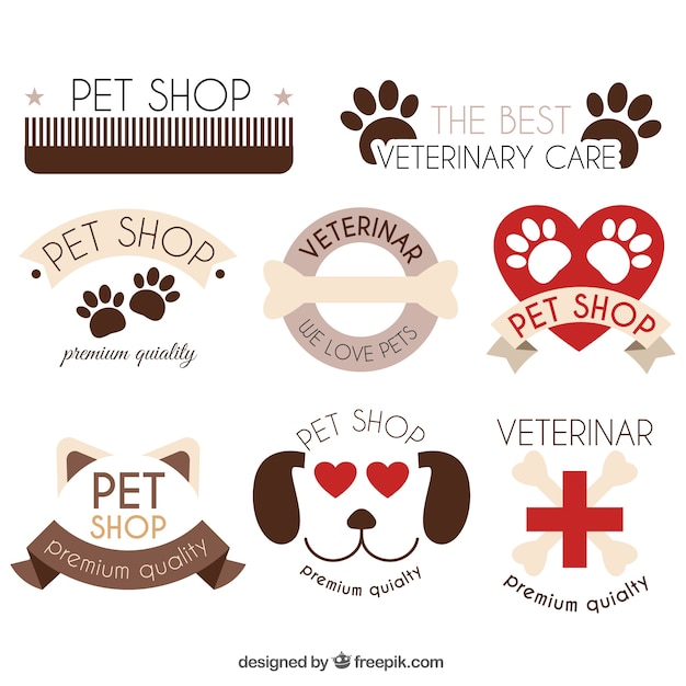 Beau Paquet De Logos Avec Des éléments D'origine Animale