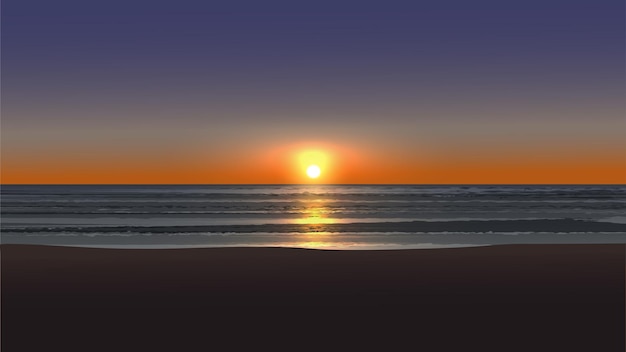 Beau paysage de coucher de soleil sur la plage vide