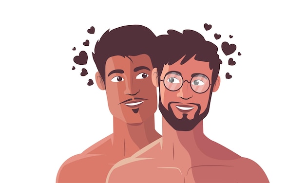 Beau personnage de couple gay tombant amoureux l’un de l’autre pour un événement de la fierté LGBT