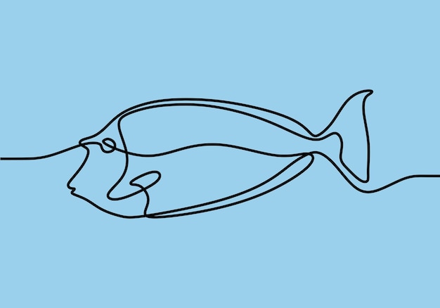 Beau Poisson De Mer Esthétique Dessin Au Trait Continu En Une Seule Ligne