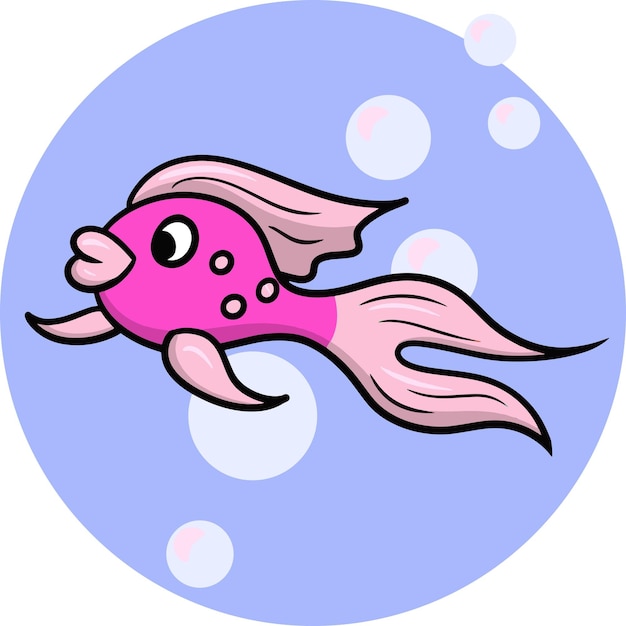 Beau Poisson Rose Du Vecteur De Dessin Animé De Poissons D'aquarium De Mer Tropicale