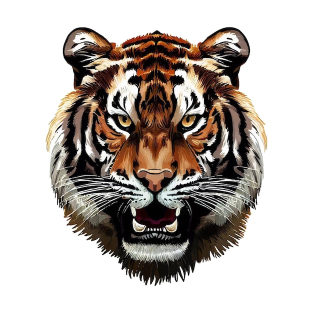 Beau portrait d'une image d'illustration numérique d'art vectoriel Tiger AI