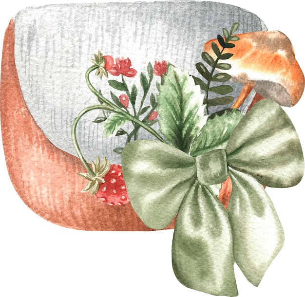 Beau Sac à Main Dans Une Illustration à L'aquarelle De Style Vintage