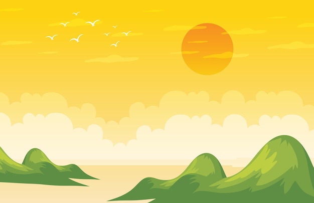 Beau Soleil Du Matin Et Temps Nuageux Illustration Design