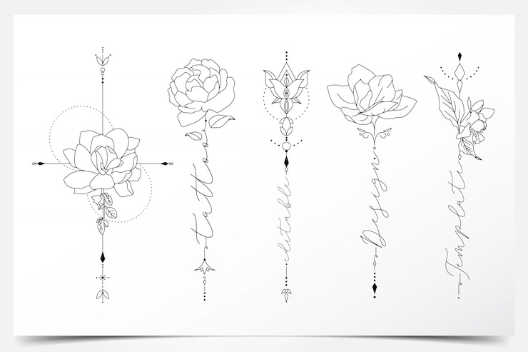 Beau tatouage floral éditable féminin