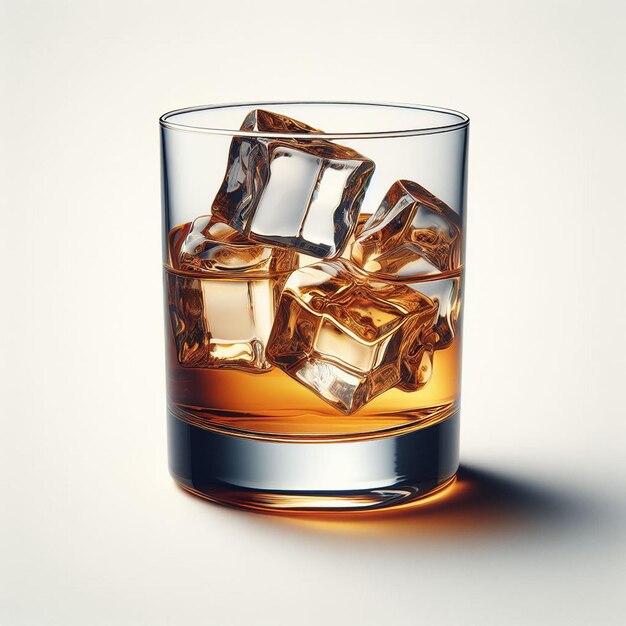 Beau Verre Isolé De Single Malt Bourbon Mélangé Whisky Single Malt Icône D'illustration Vectorielle