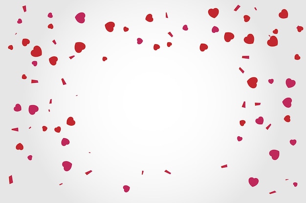 Beaucoup de coeur rouge tombant isolé sur fond blanc Happy Valentine's Day Banner Vector Illustrati
