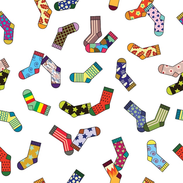 Beaucoup De Modèle Vectorielle Continue De Chaussettes Multicolores