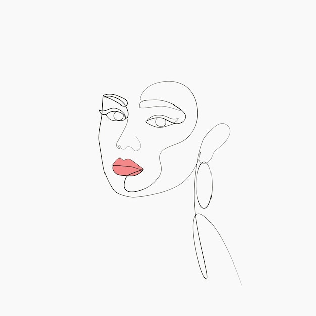 Beauté abstraite visage femme jolie fille dessin au trait illustration