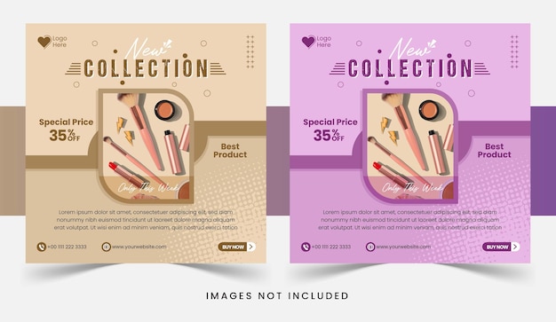 Beauté Cosmétique Instagram Template Post Design Collection Vecteur Premium