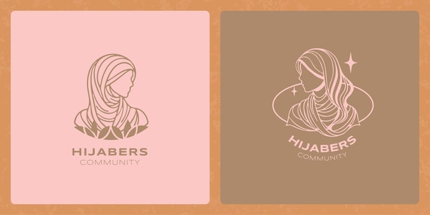 La Beauté Du Hijab Avec Un Simple Logo D'art De Ligne Dessiné à La Main