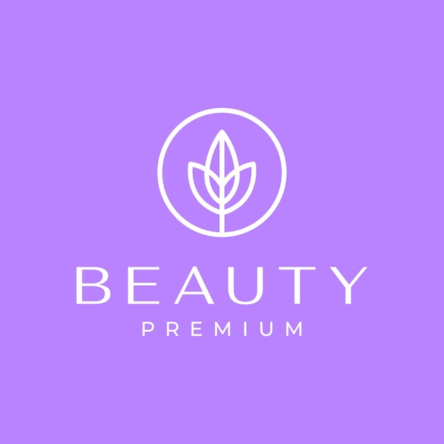 beauté féminine fleur plante oursons cercle ligne géométrique style minimaliste logo design vecteur icône illustration