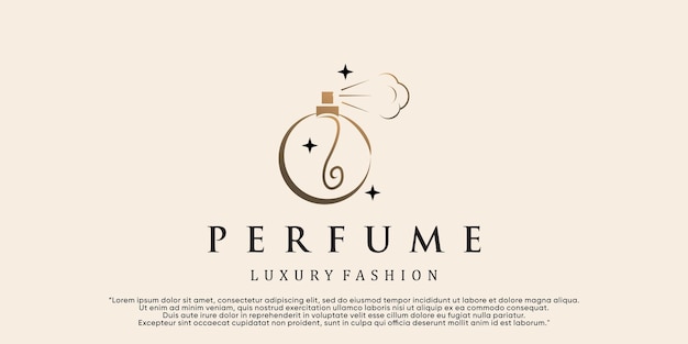 Beauté Féminine Parfum Logo Modèle Créatif Style Linéaire Parfum Vaporisateur Design De Luxe Vecteur Premium