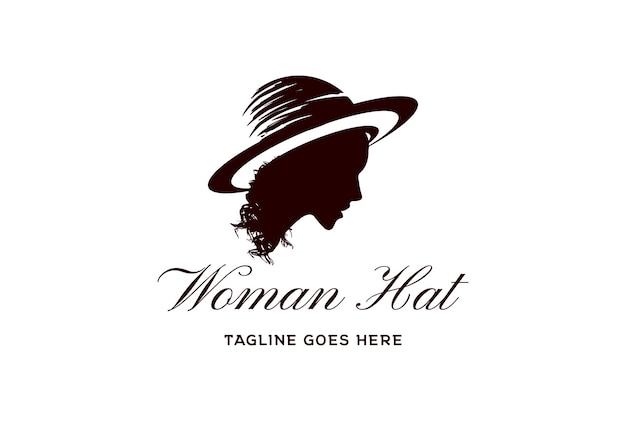 Beauté, Femme, Dame, Femme, Girl, Tête, Silhouette, Figure, à, Chapeau, Logo, Conception