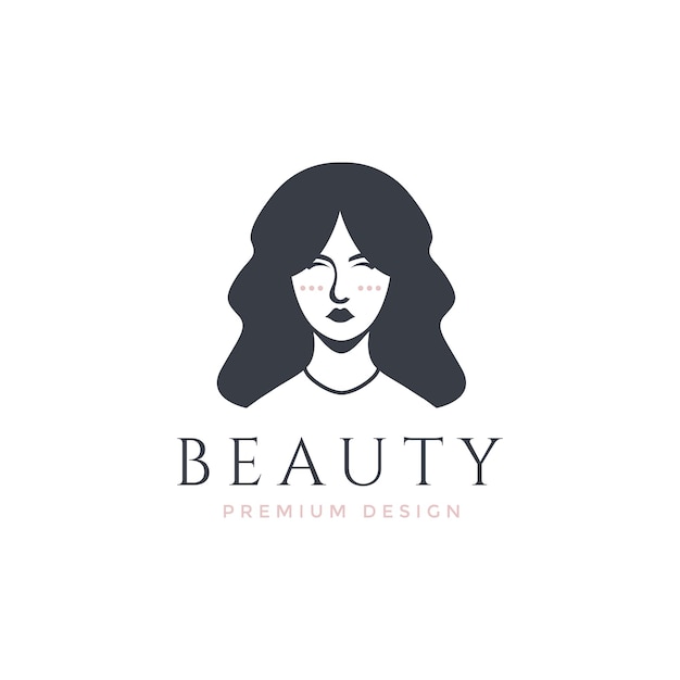 Beauté femmes visage tête corps femme féminine maquillage portrait logo design vecteur illustration abstraite