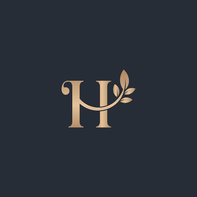 beauté lettre logo H feuille luxe logo cosmétique