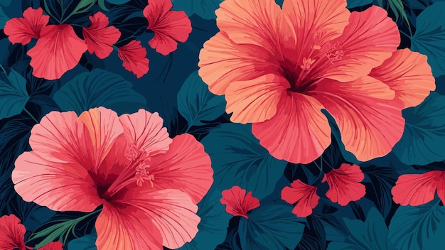 Beauté De La Nature Avec Un Motif D'hibiscus Coloré